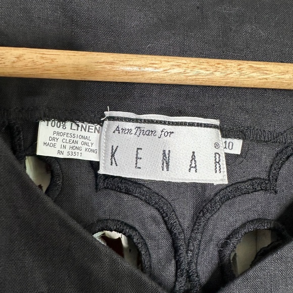 Vintage Kenar Black 100% Linen Button Up Vest & Shorts Set Sz Small - Picture 6 of 6
